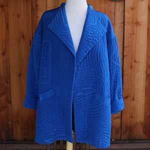 Kiss Of The Wolf Handpainted Silk Quilted Wind Jacket Long Coat